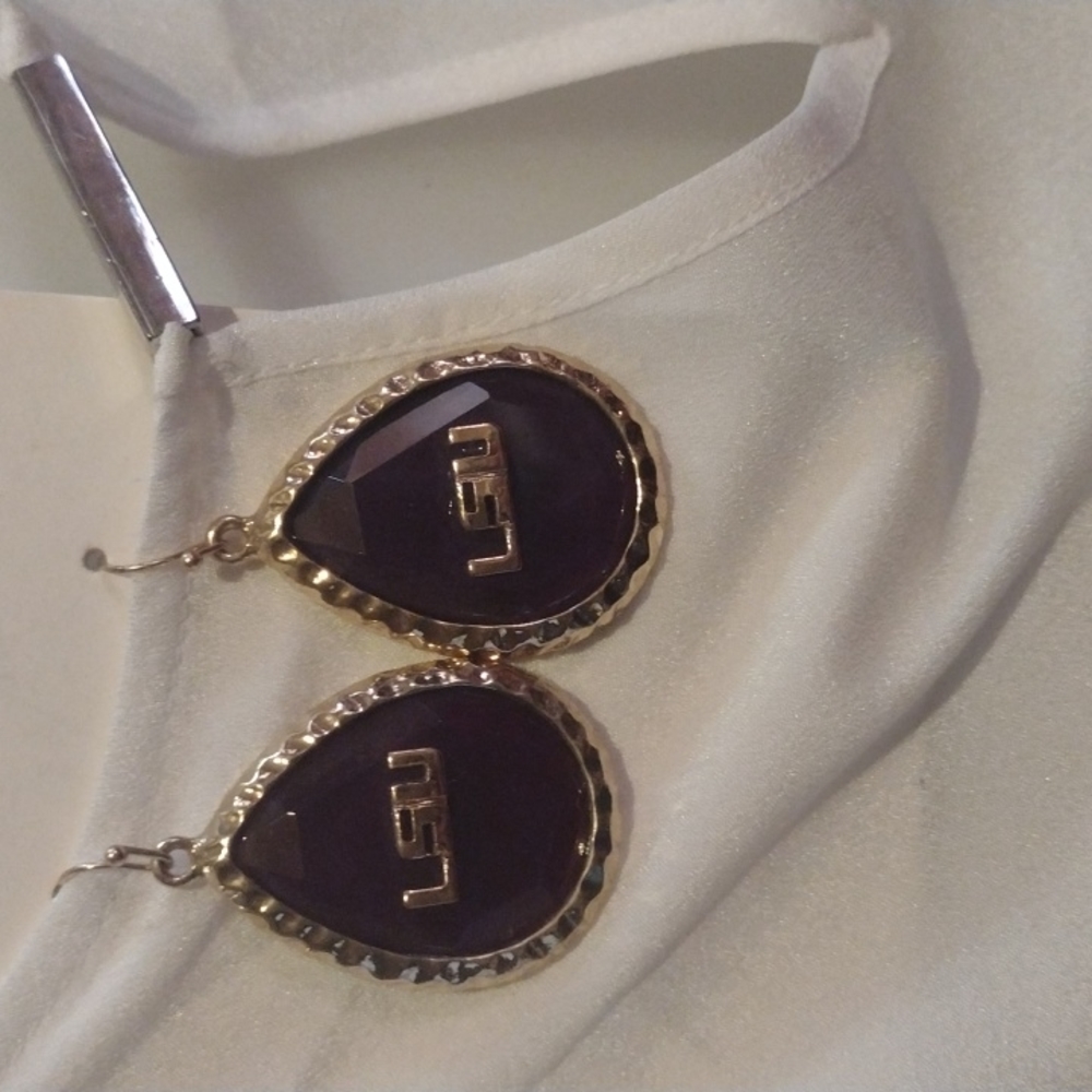 Gold and purple LSU earrings
